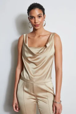 Elie Tahari Satin Cowl Cami- Tops & Sweaters