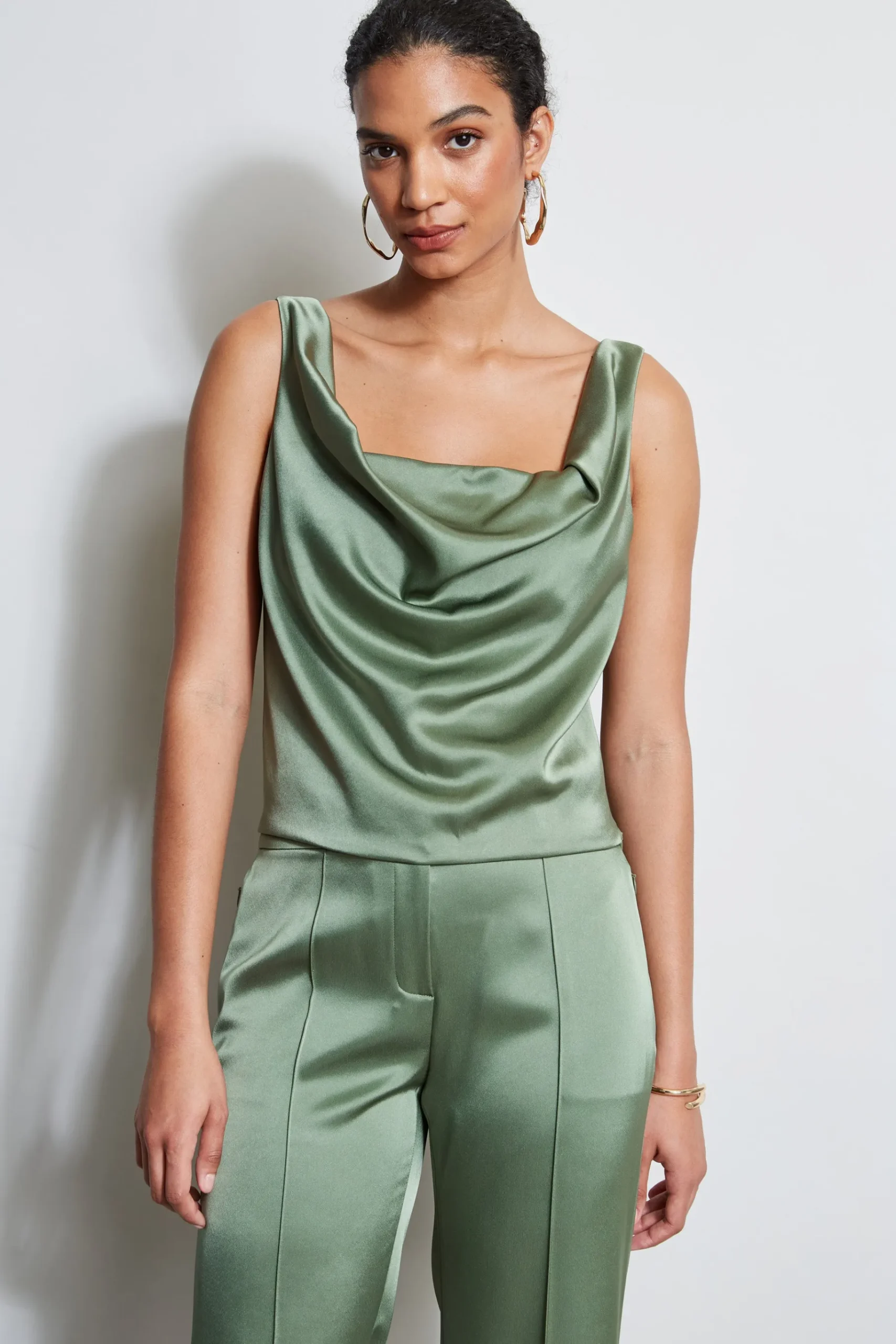 Elie Tahari Satin Cowl Cami- Tops & Sweaters
