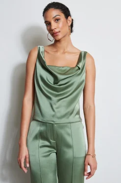 Elie Tahari Satin Cowl Cami- Tops & Sweaters
