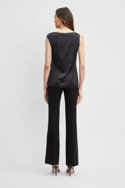 Elie Tahari Satin Crystal Cowl Top- Tops & Sweaters