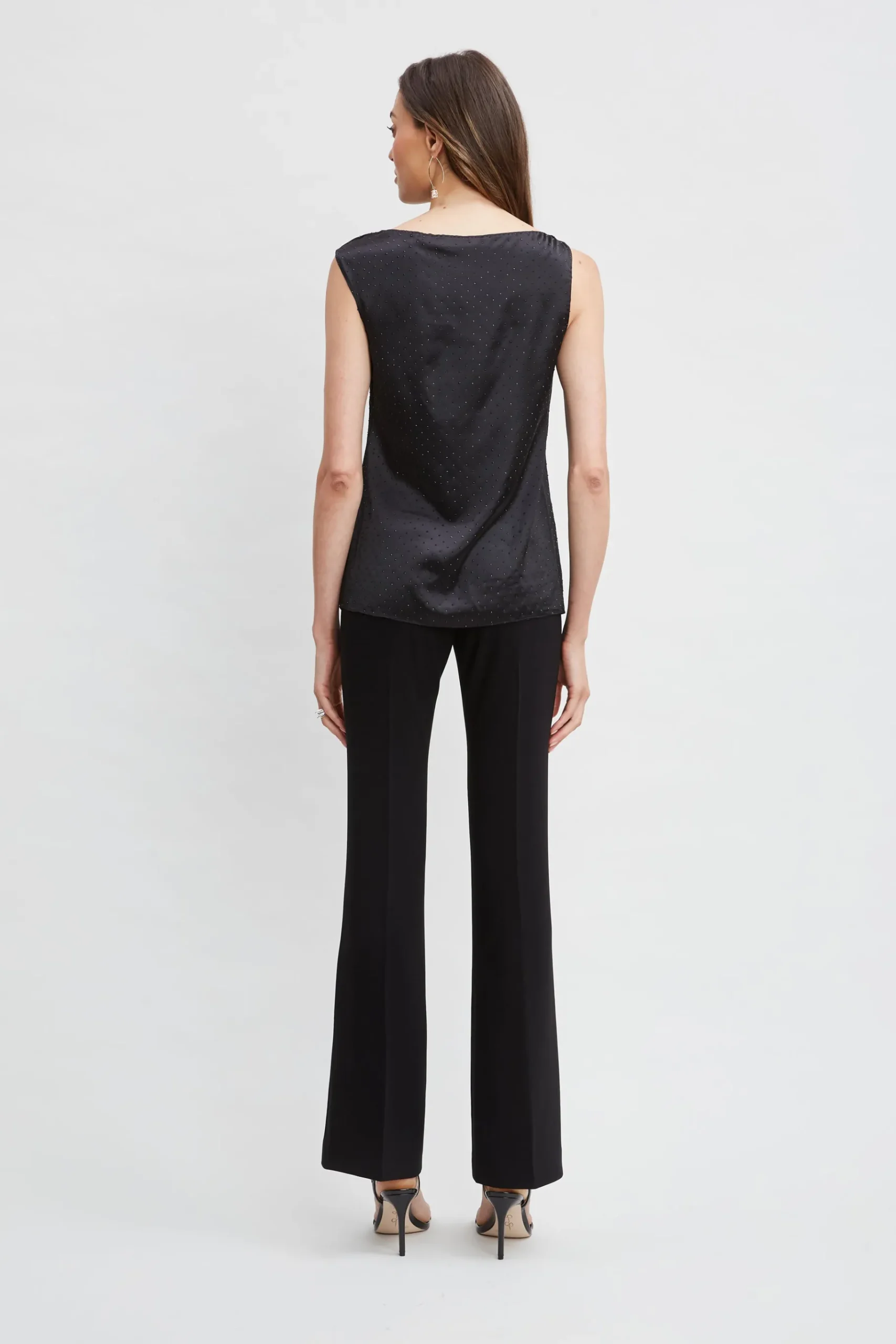 Elie Tahari Satin Crystal Cowl Top- Tops & Sweaters