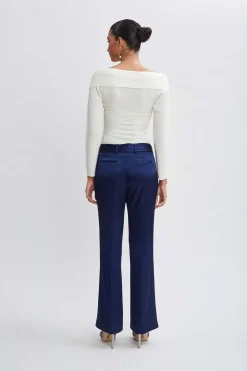 Elie Tahari Satin Fit & Flare Sash Pant- Bottoms