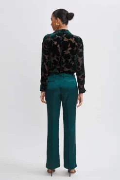 Elie Tahari Satin Fit & Flare Sash Pant- Bottoms