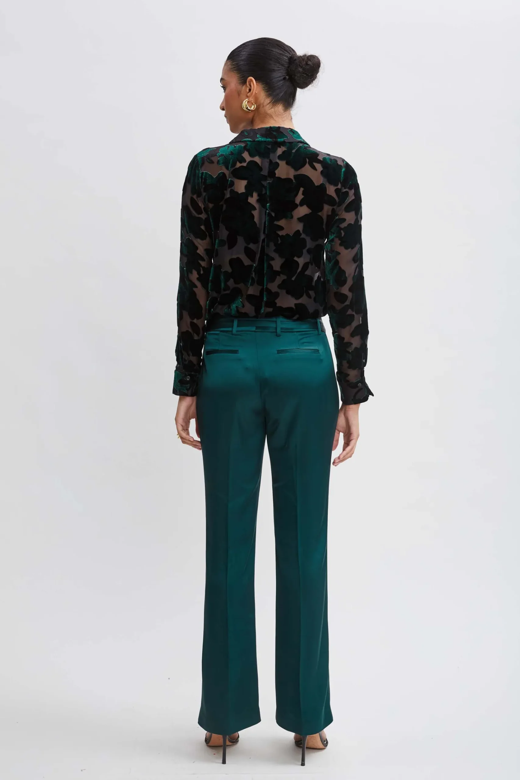 Elie Tahari Satin Fit & Flare Sash Pant- Bottoms