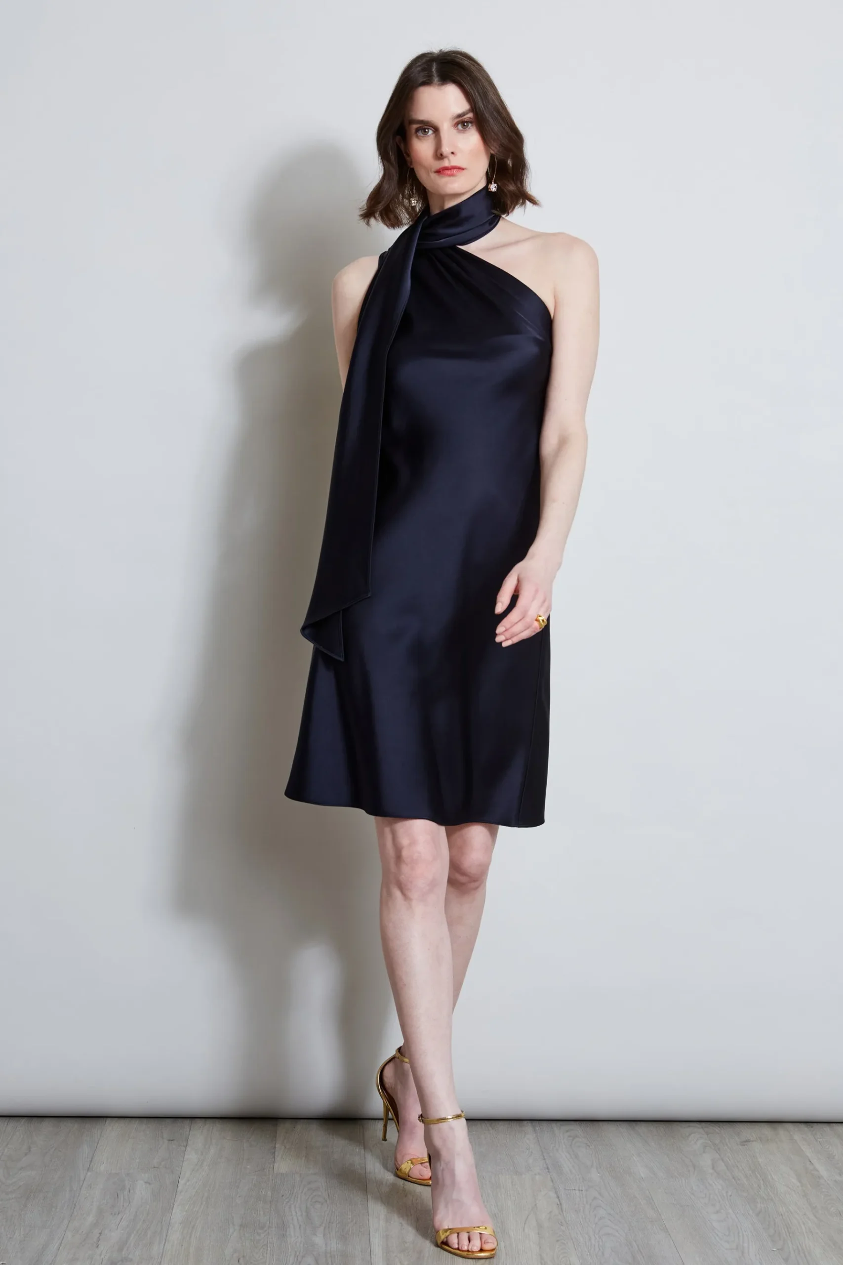 Elie Tahari Satin Scarf Dress- Dresses & Jumpsuits|Short Dresses