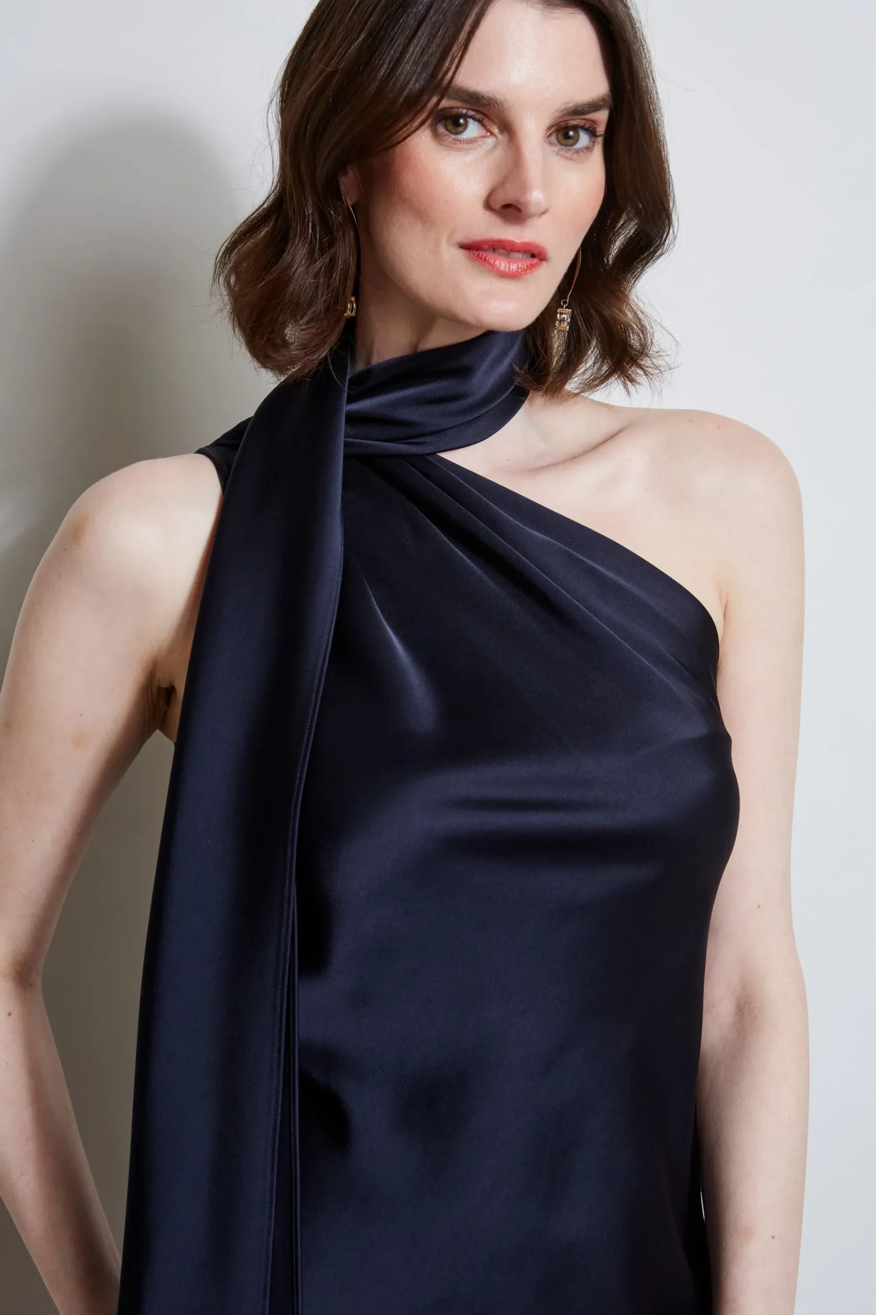 Elie Tahari Satin Scarf Dress- Dresses & Jumpsuits|Short Dresses
