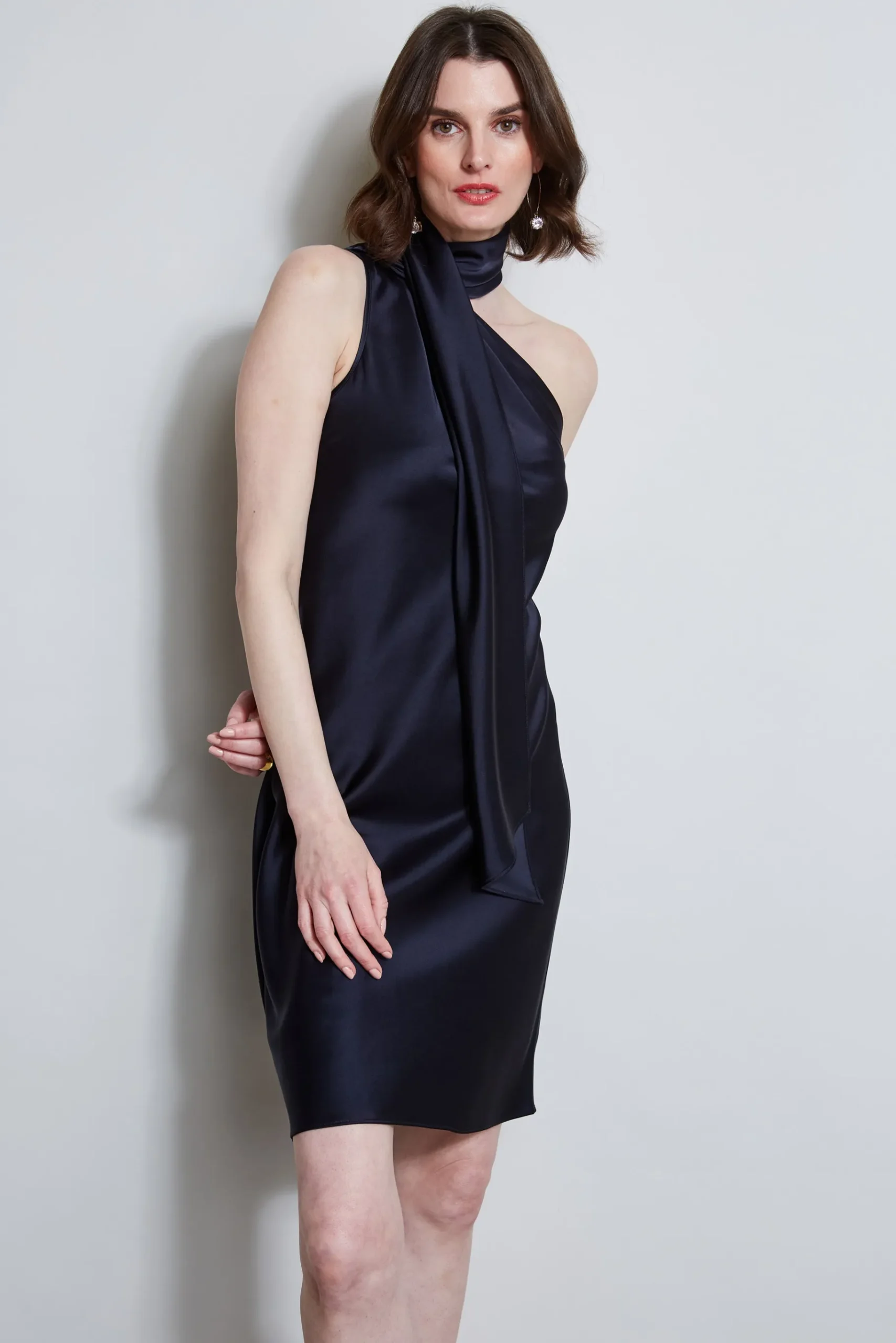 Elie Tahari Satin Scarf Dress- Dresses & Jumpsuits|Short Dresses