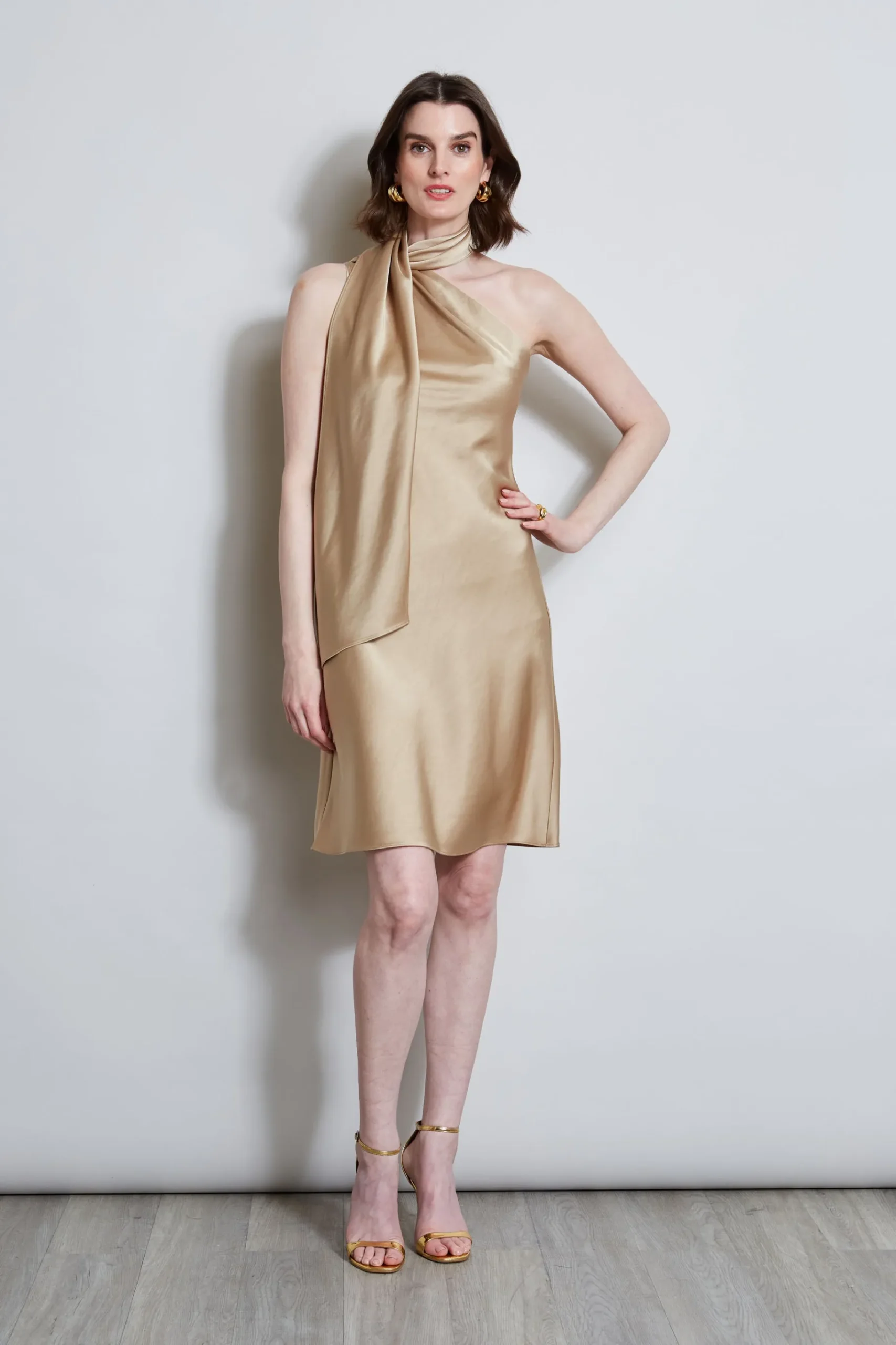 Elie Tahari Satin Scarf Dress- Dresses & Jumpsuits|Short Dresses