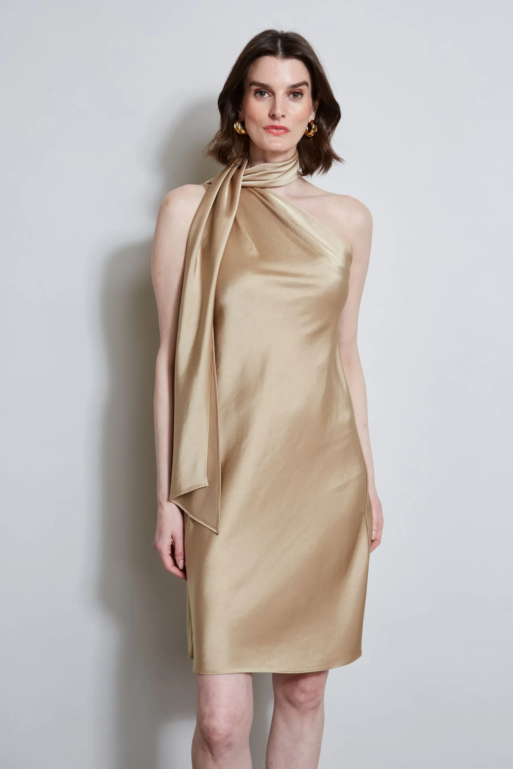 Elie Tahari Satin Scarf Dress- Dresses & Jumpsuits|Short Dresses