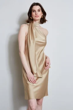 Elie Tahari Satin Scarf Dress- Dresses & Jumpsuits|Short Dresses