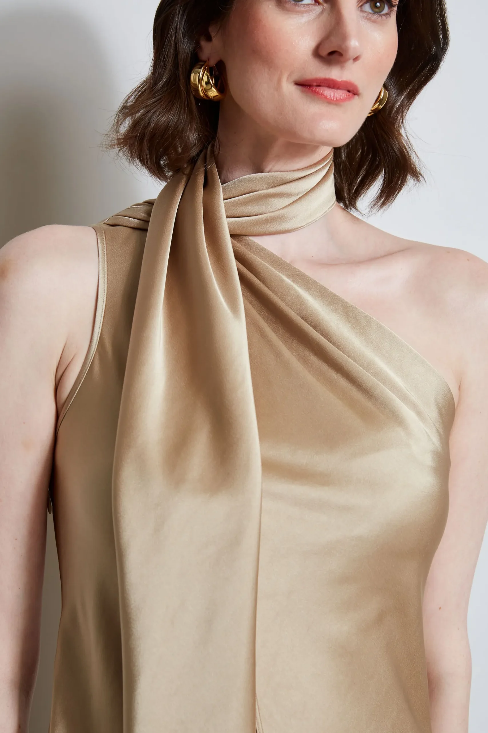 Elie Tahari Satin Scarf Dress- Dresses & Jumpsuits|Short Dresses