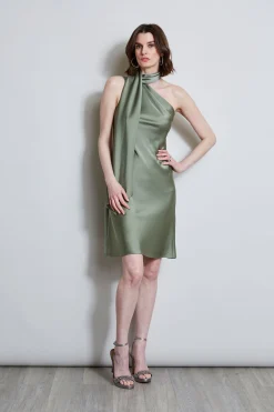 Elie Tahari Satin Scarf Dress- Dresses & Jumpsuits|Short Dresses
