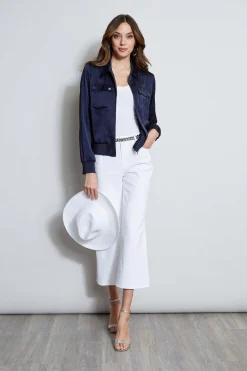 Elie Tahari Satin Utility Pocket Jacket- Jackets & Blazers