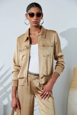 Elie Tahari Satin Utility Pocket Jacket- Jackets & Blazers