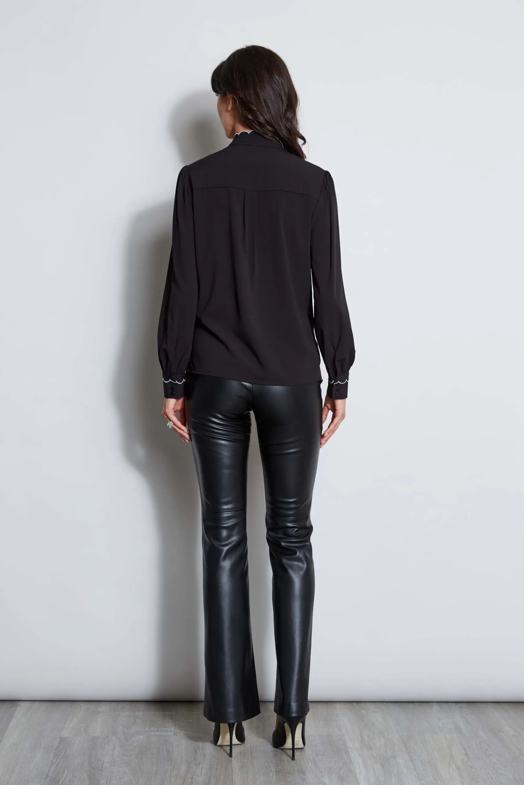 Elie Tahari Scallop Button Down Shirt- Tops & Sweaters