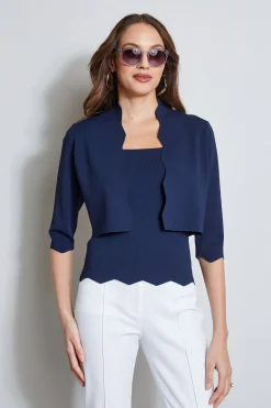 Elie Tahari Scallop Cardigan- Tops & Sweaters