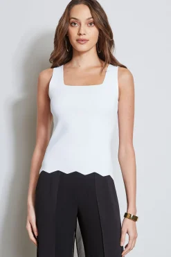 Elie Tahari Scallop Hem Sweater Tank- Tops & Sweaters