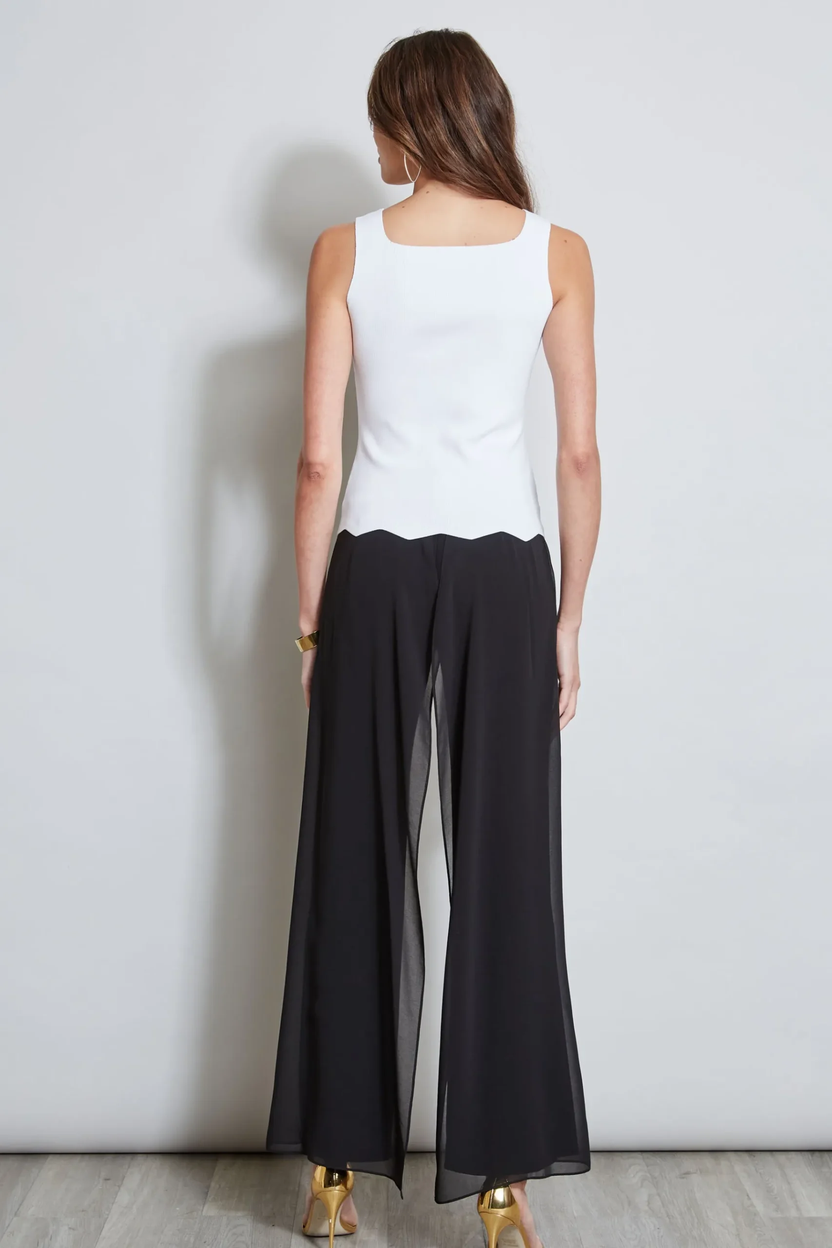 Elie Tahari Scallop Hem Sweater Tank- Tops & Sweaters