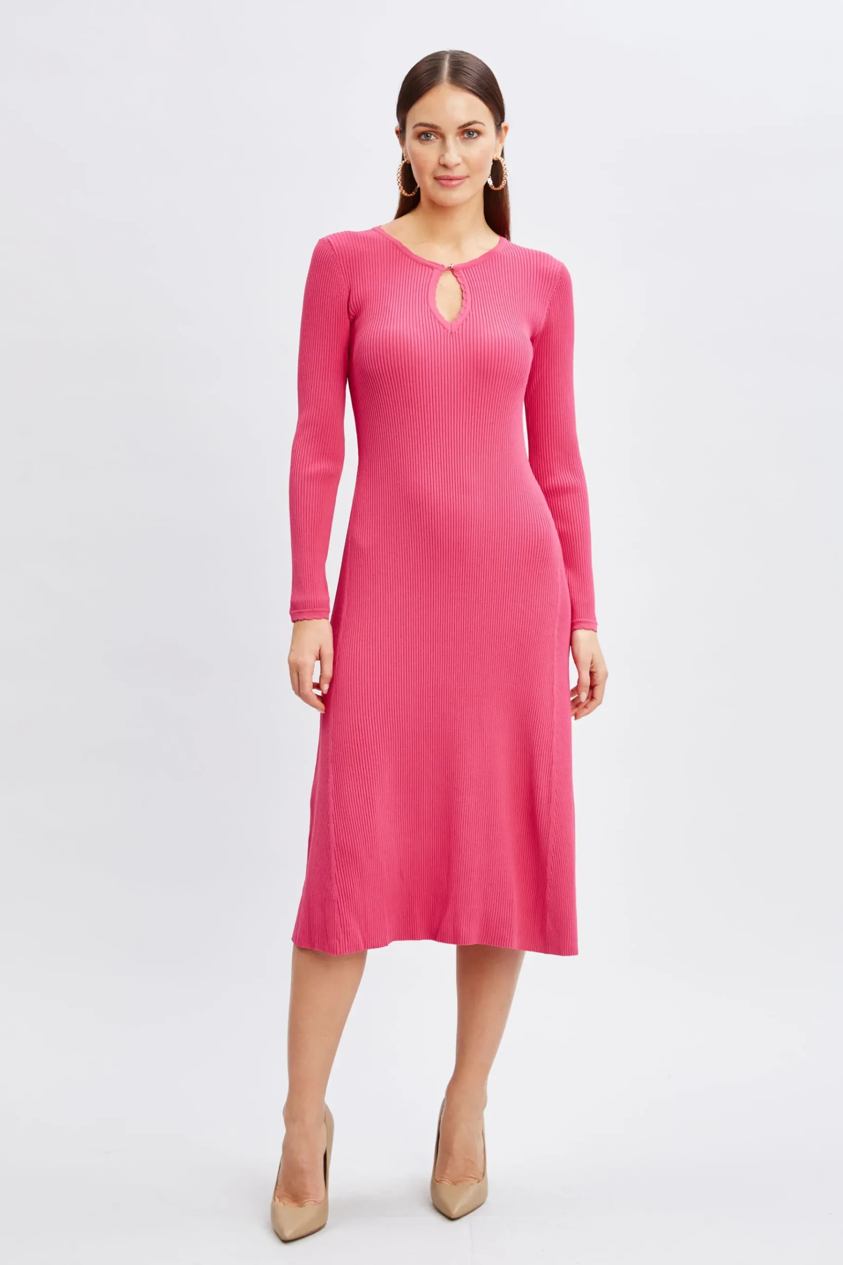 Elie Tahari Scallop Keyhole Sweater Dress- Dresses & Jumpsuits