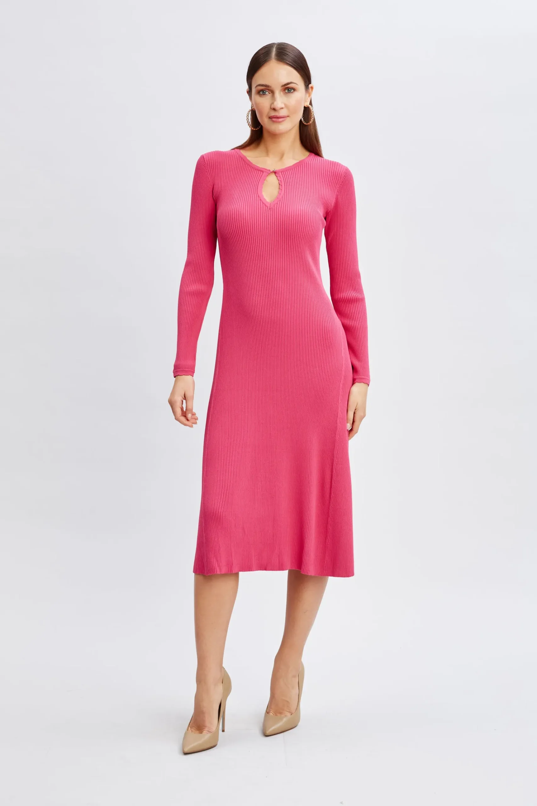 Elie Tahari Scallop Keyhole Sweater Dress- Dresses & Jumpsuits