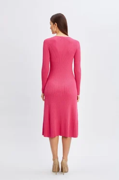 Elie Tahari Scallop Keyhole Sweater Dress- Dresses & Jumpsuits