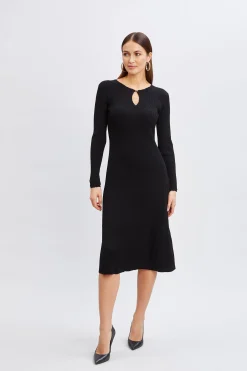 Elie Tahari Scallop Keyhole Sweater Dress- Dresses & Jumpsuits