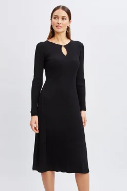 Elie Tahari Scallop Keyhole Sweater Dress- Dresses & Jumpsuits