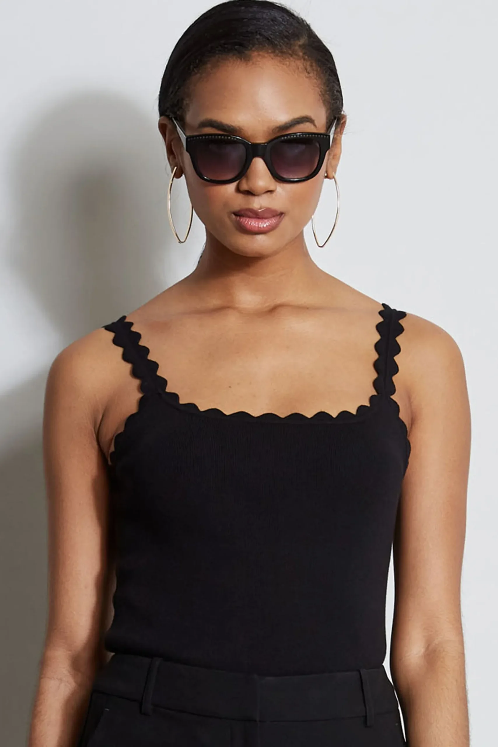 Elie Tahari Scallop Knit Tank- Tops & Sweaters