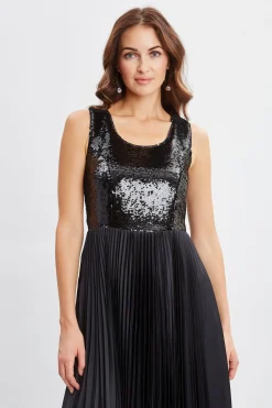 Elie Tahari Sequin Bodice Pleated Dress- Dresses & Jumpsuits