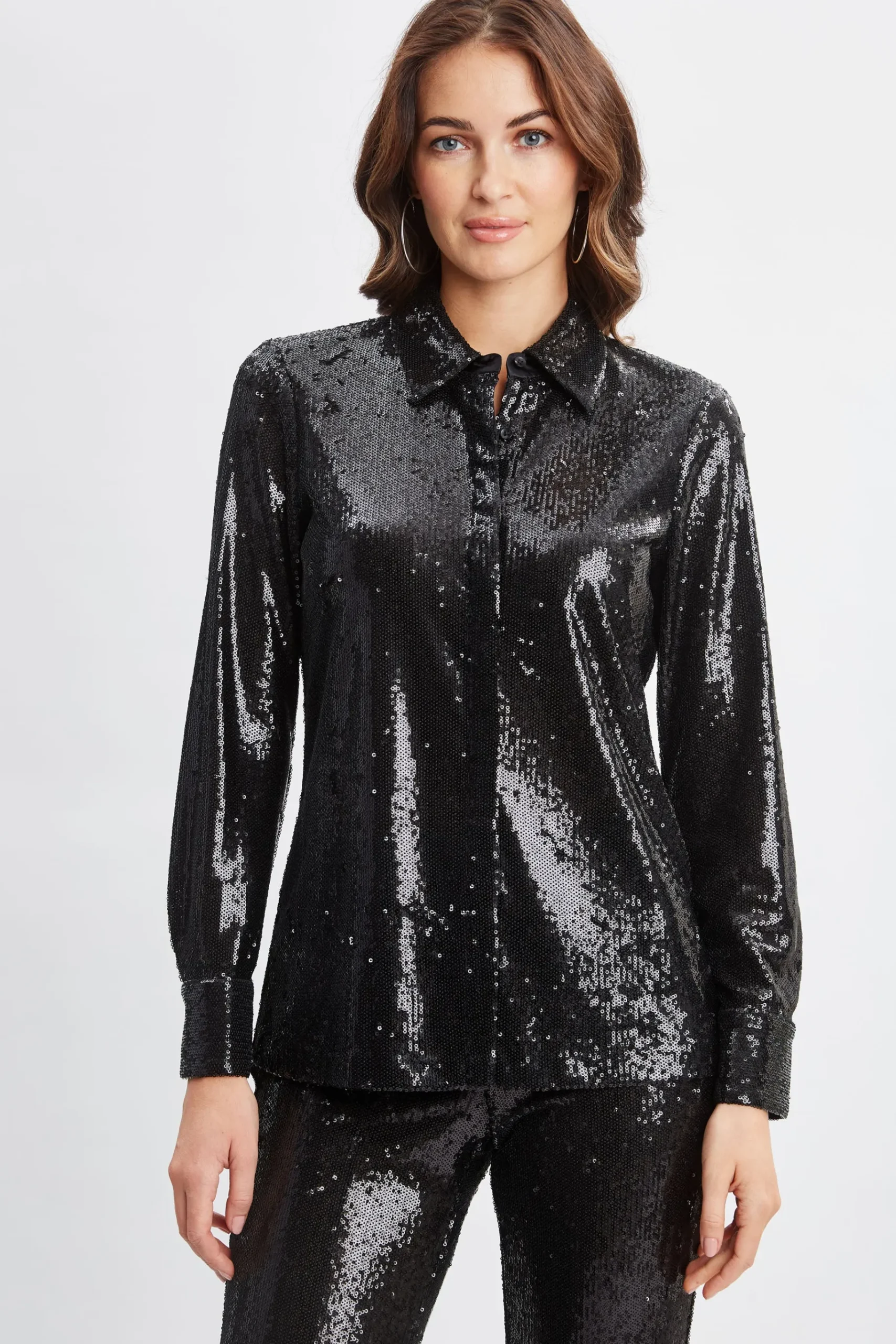 Elie Tahari Sequin Button Down Shirt- Tops & Sweaters