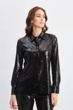 Elie Tahari Sequin Button Down Shirt- Tops & Sweaters