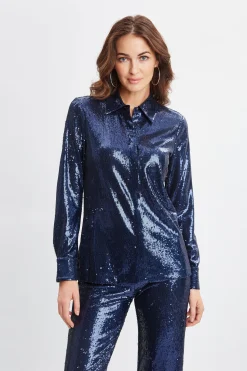 Elie Tahari Sequin Button Down Shirt- Tops & Sweaters