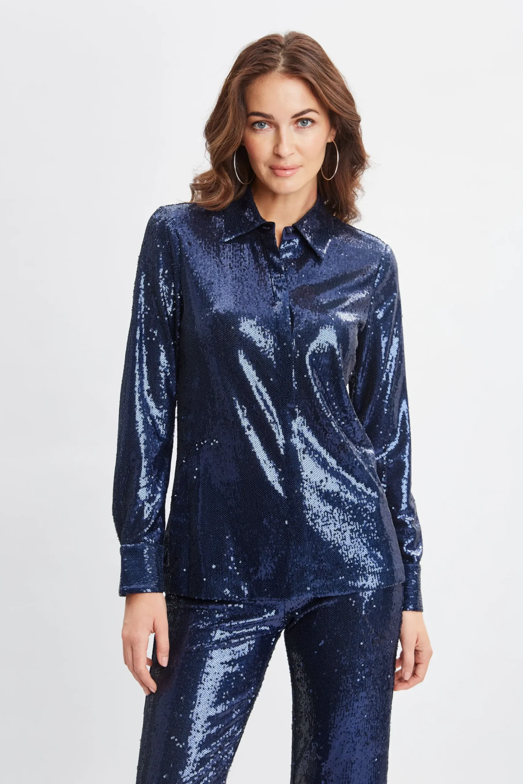 Elie Tahari Sequin Button Down Shirt- Tops & Sweaters