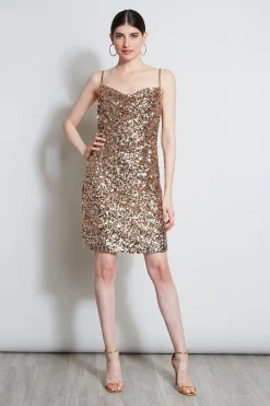 Elie Tahari Sequin Cowl Dress- Dresses & Jumpsuits|Sleeveless Dresses