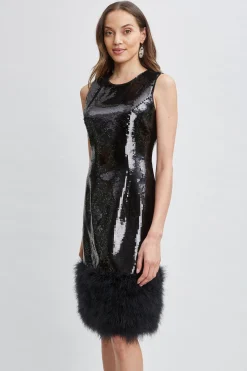 Elie Tahari Sequin Feather Hem Dress- Dresses & Jumpsuits