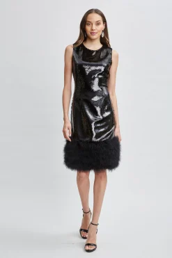 Elie Tahari Sequin Feather Hem Dress- Dresses & Jumpsuits