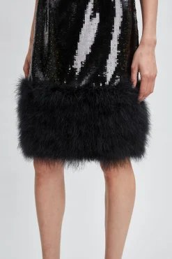 Elie Tahari Sequin Feather Hem Dress- Dresses & Jumpsuits