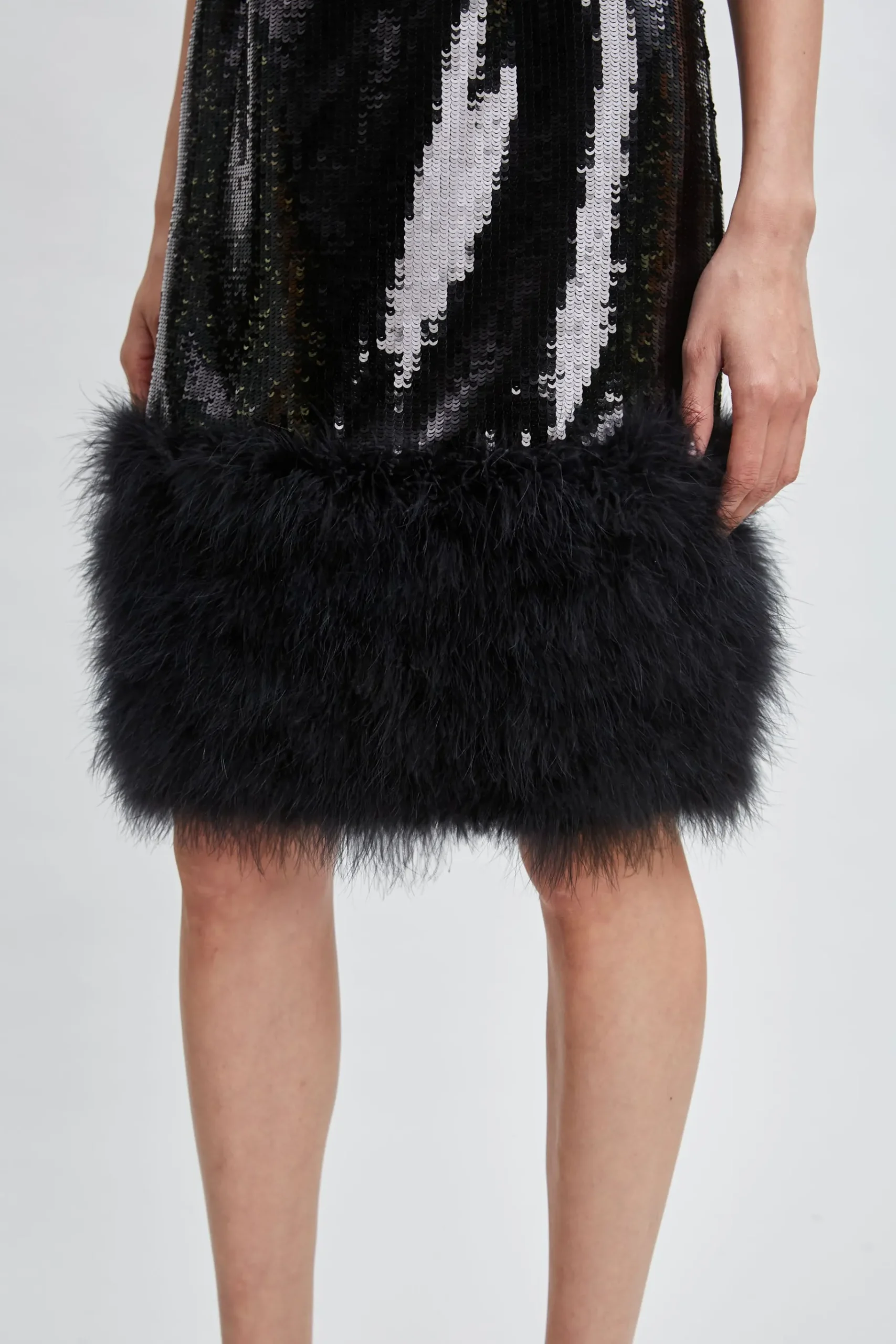 Elie Tahari Sequin Feather Hem Dress- Dresses & Jumpsuits