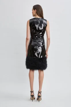 Elie Tahari Sequin Feather Hem Dress- Dresses & Jumpsuits