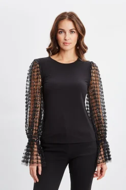 Elie Tahari Sequin Sleeve Knit- Tops & Sweaters