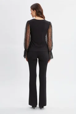 Elie Tahari Sequin Sleeve Knit- Tops & Sweaters
