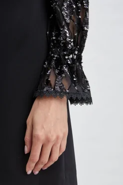 Elie Tahari Sequin Sleeve Shift Dress- Dresses & Jumpsuits