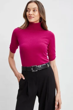 Elie Tahari Short Sleeve Cashmere Wool Sweater- Tops & Sweaters