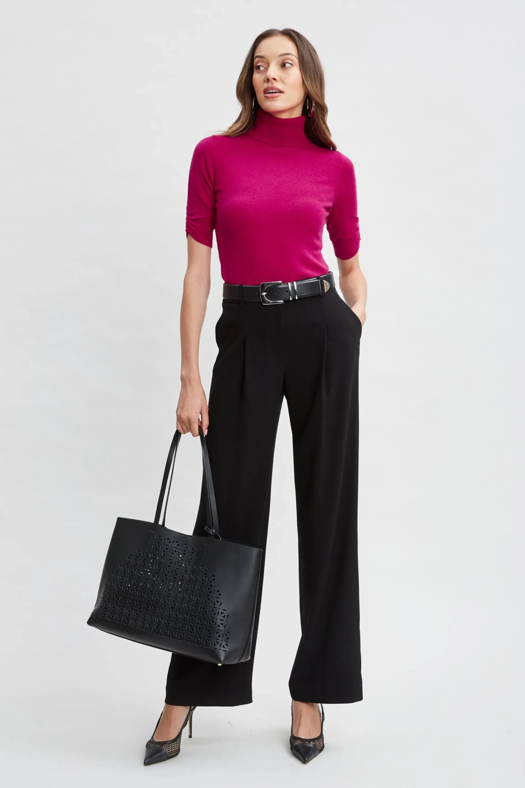 Elie Tahari Short Sleeve Cashmere Wool Sweater- Tops & Sweaters