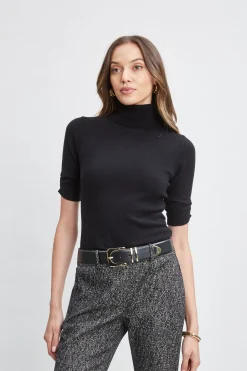 Elie Tahari Short Sleeve Cashmere Wool Sweater- Tops & Sweaters