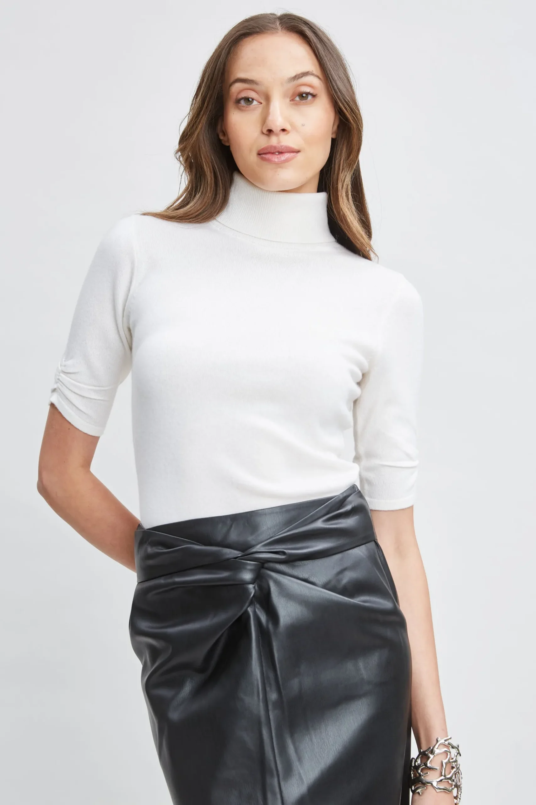 Elie Tahari Short Sleeve Cashmere Wool Sweater- Tops & Sweaters