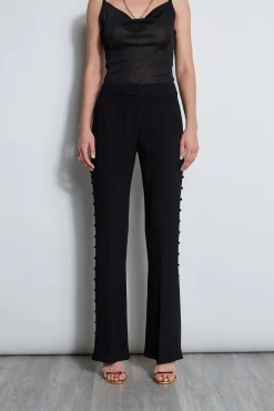 Elie Tahari Side Button Crepe Pant- Bottoms|Suiting