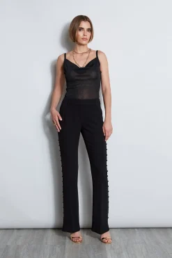 Elie Tahari Side Button Crepe Pant- Bottoms|Suiting