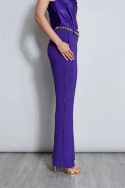 Elie Tahari Side Button Crepe Pant- Bottoms|Suiting