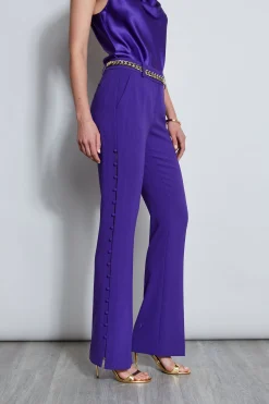 Elie Tahari Side Button Crepe Pant- Bottoms|Suiting